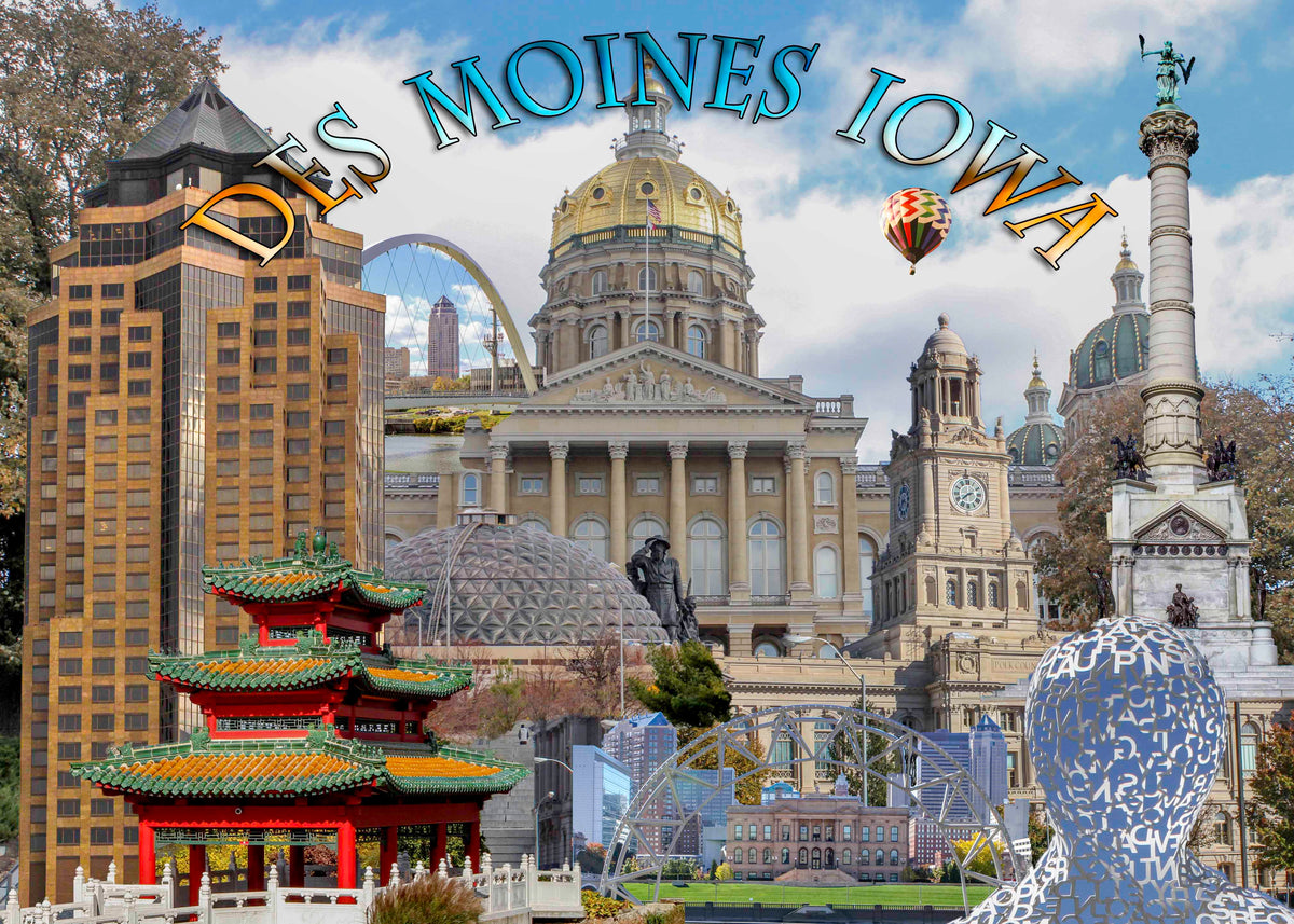 Sunface Puzzles: Des Moines: Wood Jigsaw Puzzle (400 Pieces)