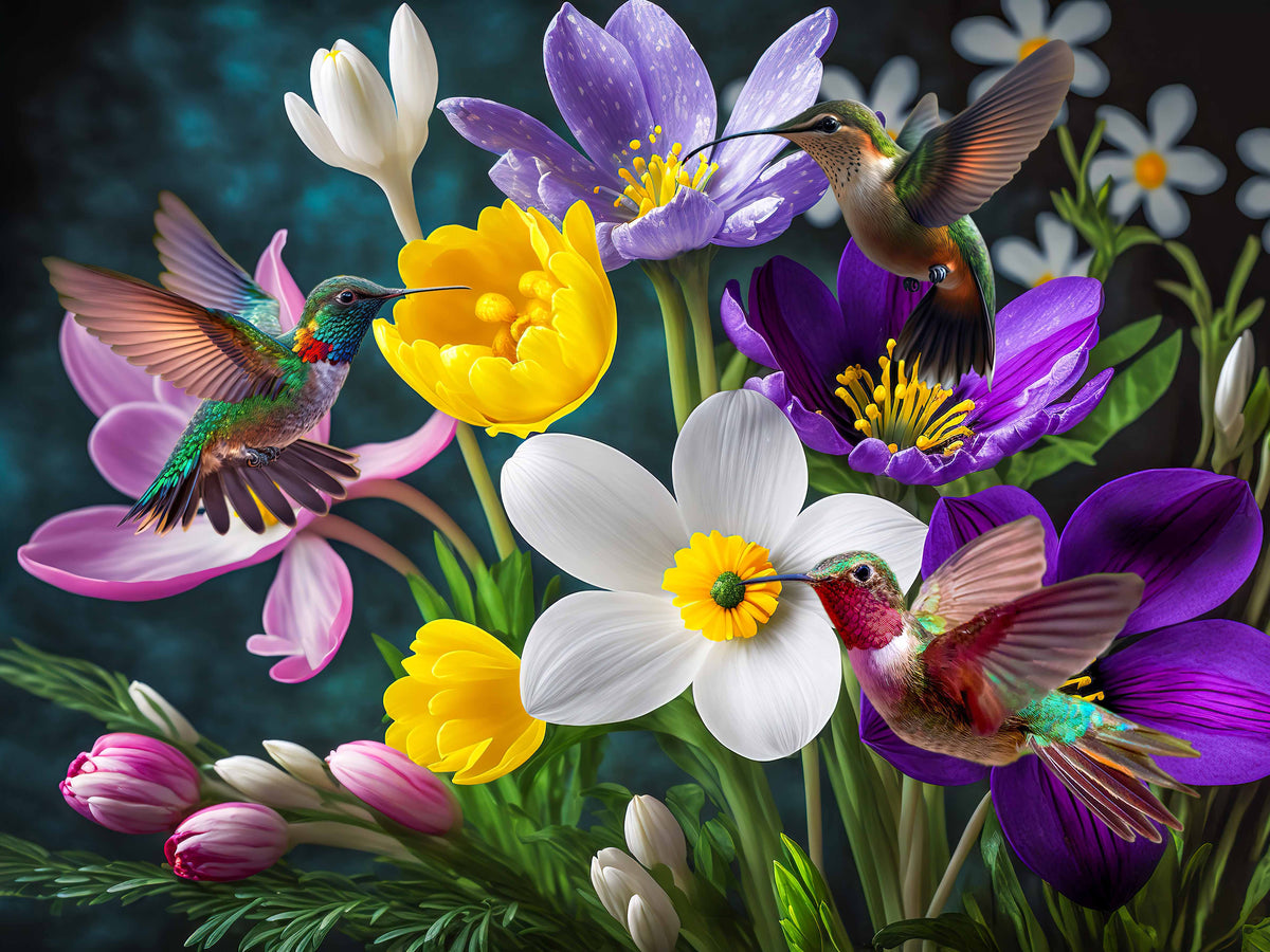 Sunface Puzzles: Hummingbirds: Wood Jigsaw Puzzle (400 Pieces)