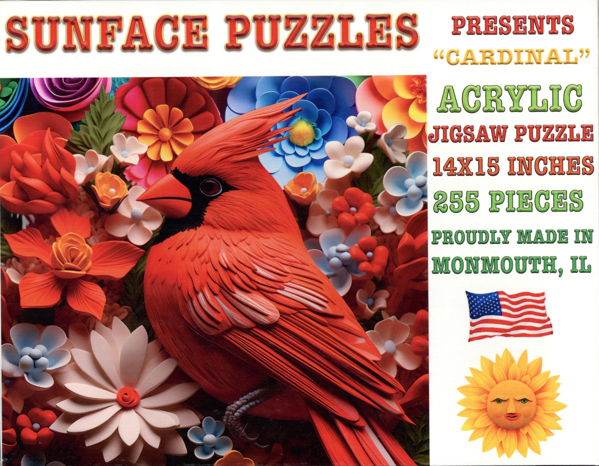 Sunface Puzzles: Cardinal: Acrylic Jigsaw Puzzle (255 Pieces)