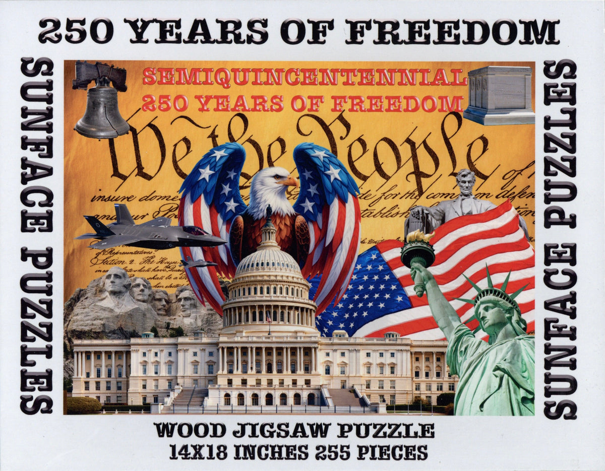 Sunface Puzzles: 250 Years of Freedom: Wood Jigsaw Puzzle (255 Pieces)