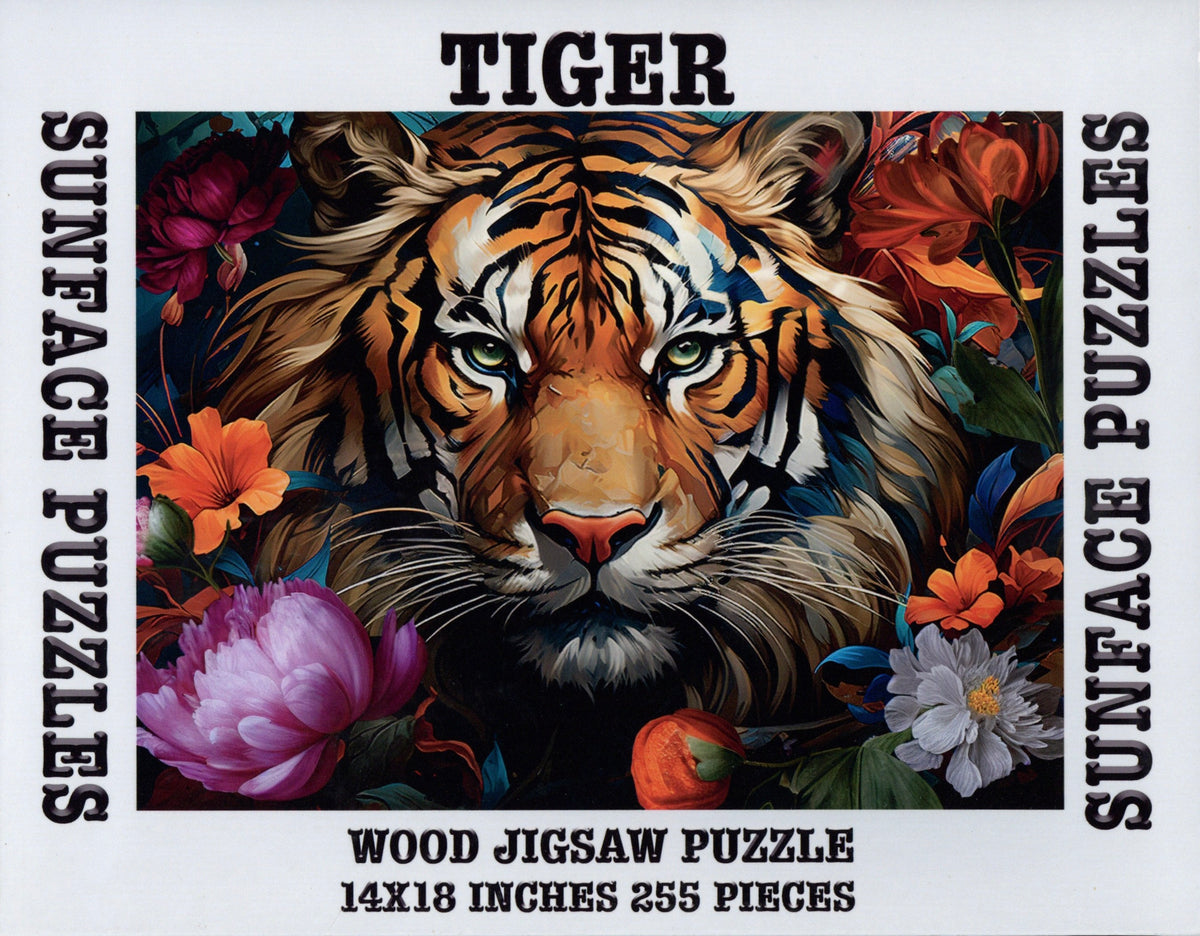 Sunface Puzzles: Tiger: Wood Jigsaw Puzzle (255 Pieces)