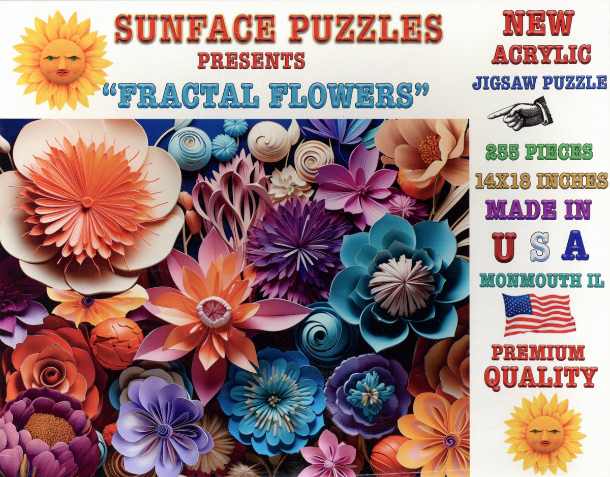 Sunface Puzzles: Fractal Flowers: Acrylic Jigsaw Puzzle (255 Pieces)