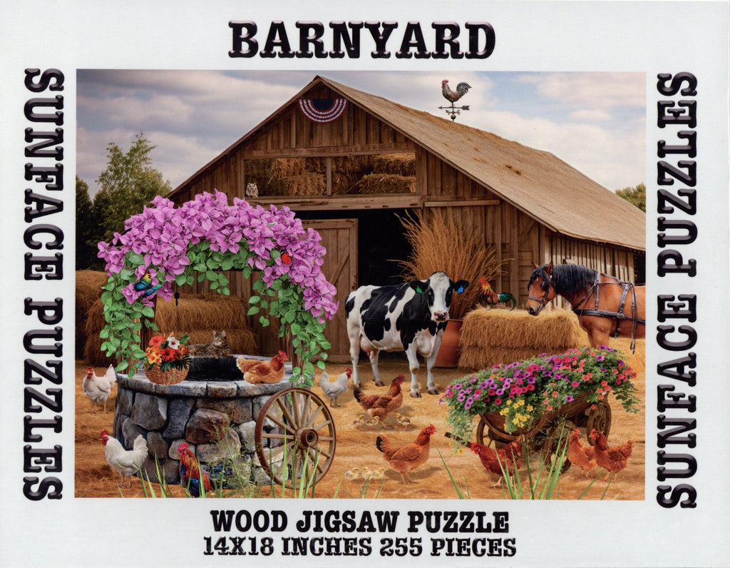 Sunface Puzzles: Barnyard: Wood Jigsaw Puzzle (255 Pieces)