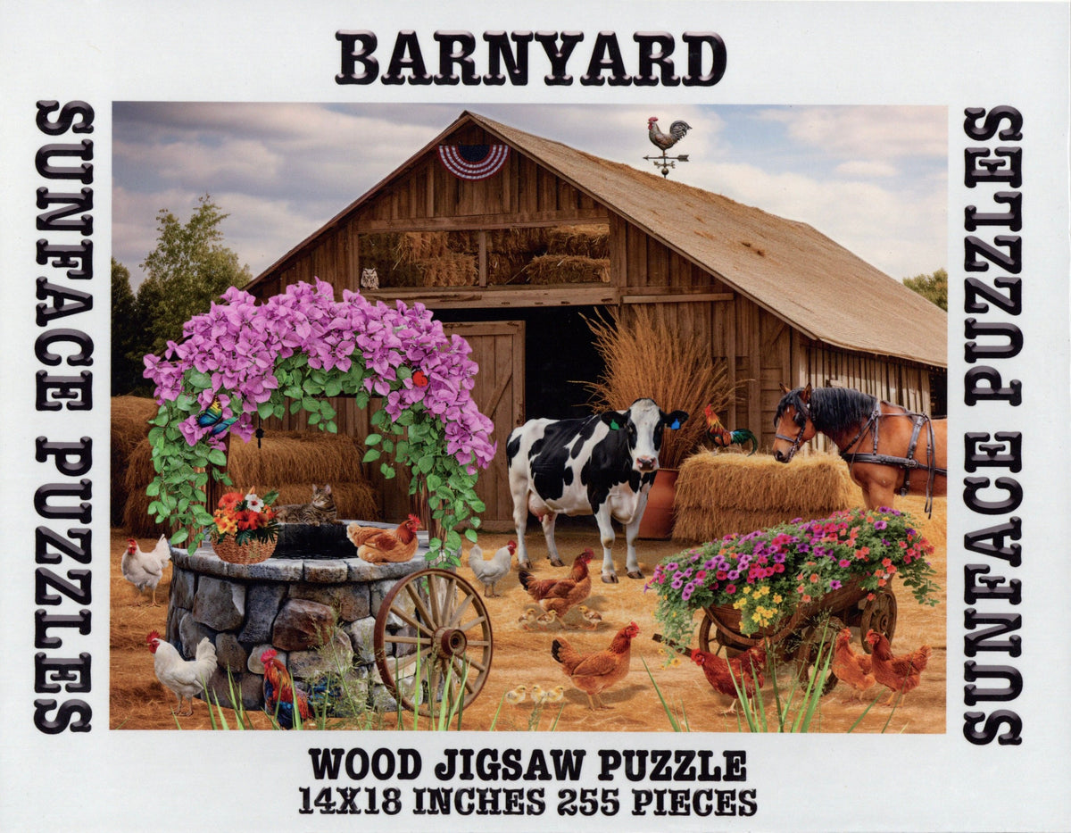 Sunface Puzzles: Barnyard: Wood Jigsaw Puzzle (255 Pieces)