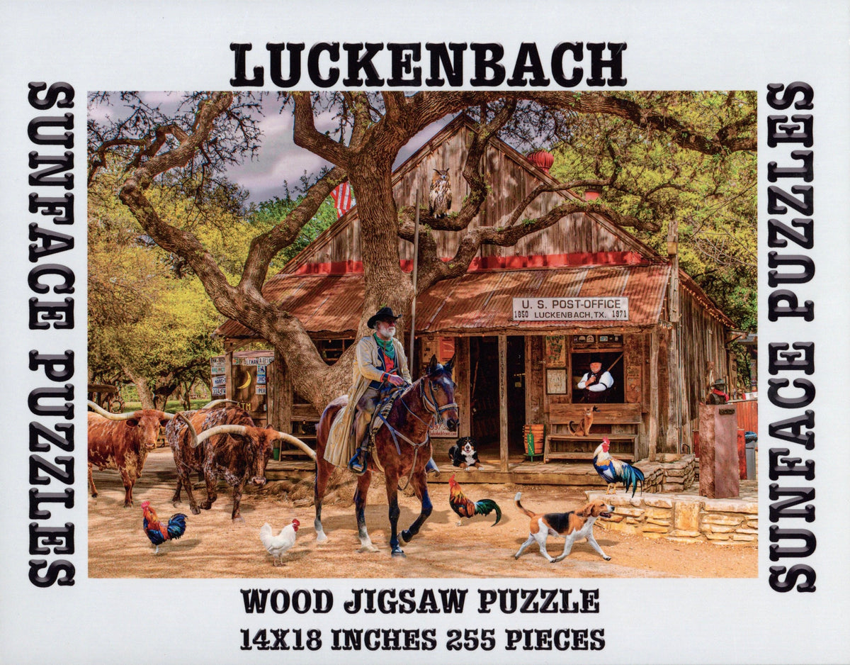 Sunface Puzzles: Luckenbach: Wood Jigsaw Puzzle (255 Pieces)