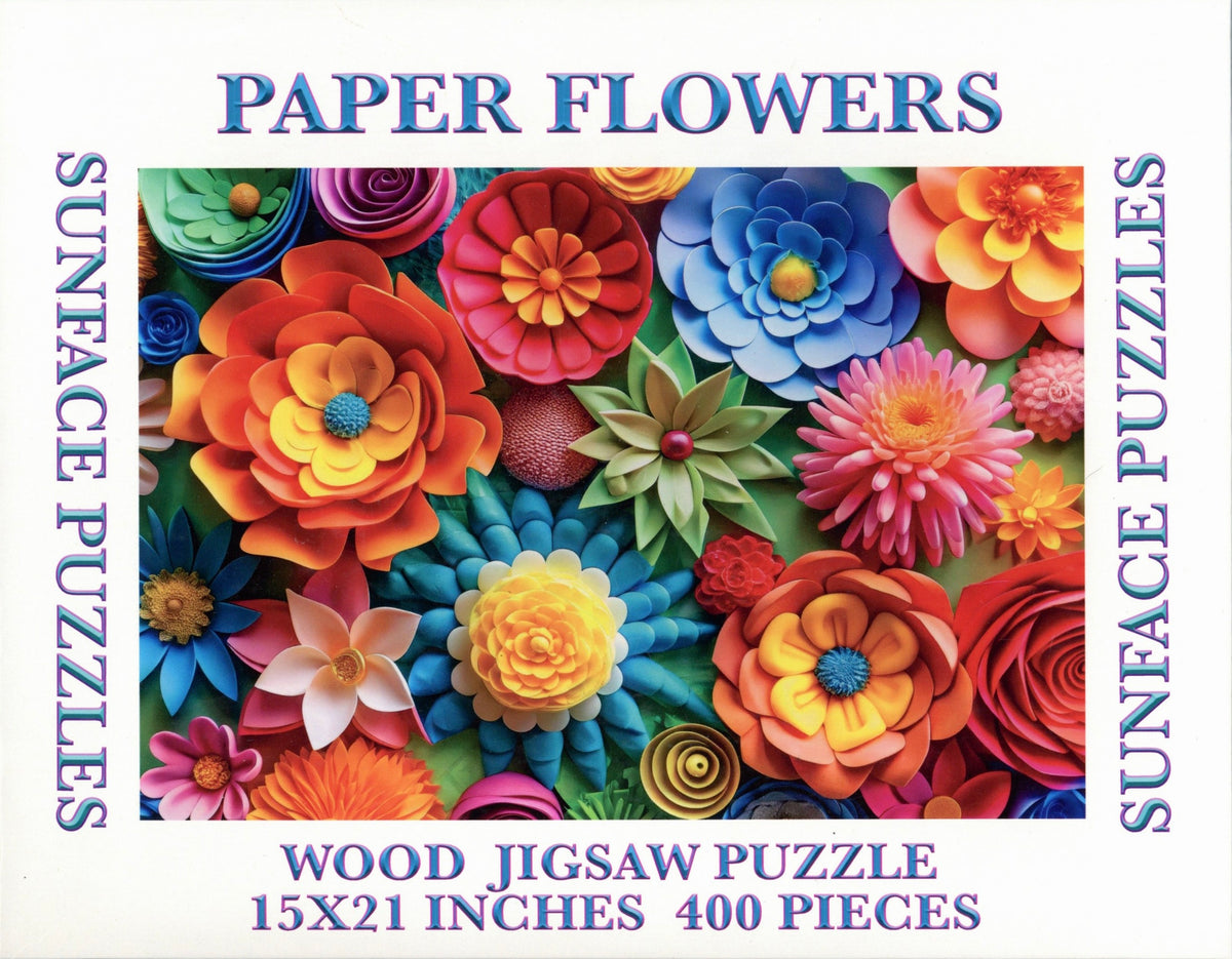 Sunface Puzzles: Paper Flowers: Wood Jigsaw Puzzle (400 Pieces)